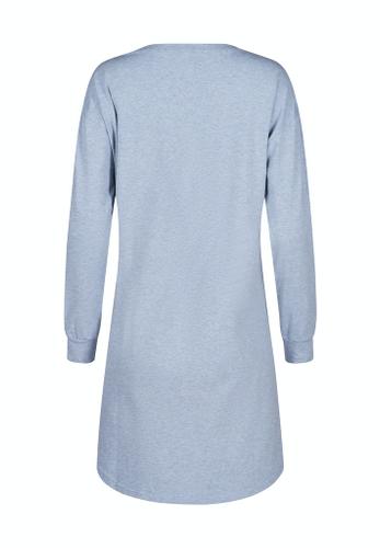 Skiny Damen Sleepshirt langarm Night In Mix & Match Blau 44