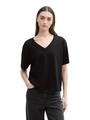 Boxy Fit T-Shirt mit V-Ausschnitt M Boxy Fit - Deep Black
