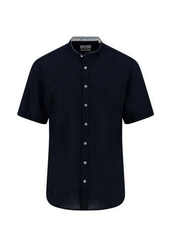 Summer Linen, Stand-Up, 1/2 M Casual Fit - Navy