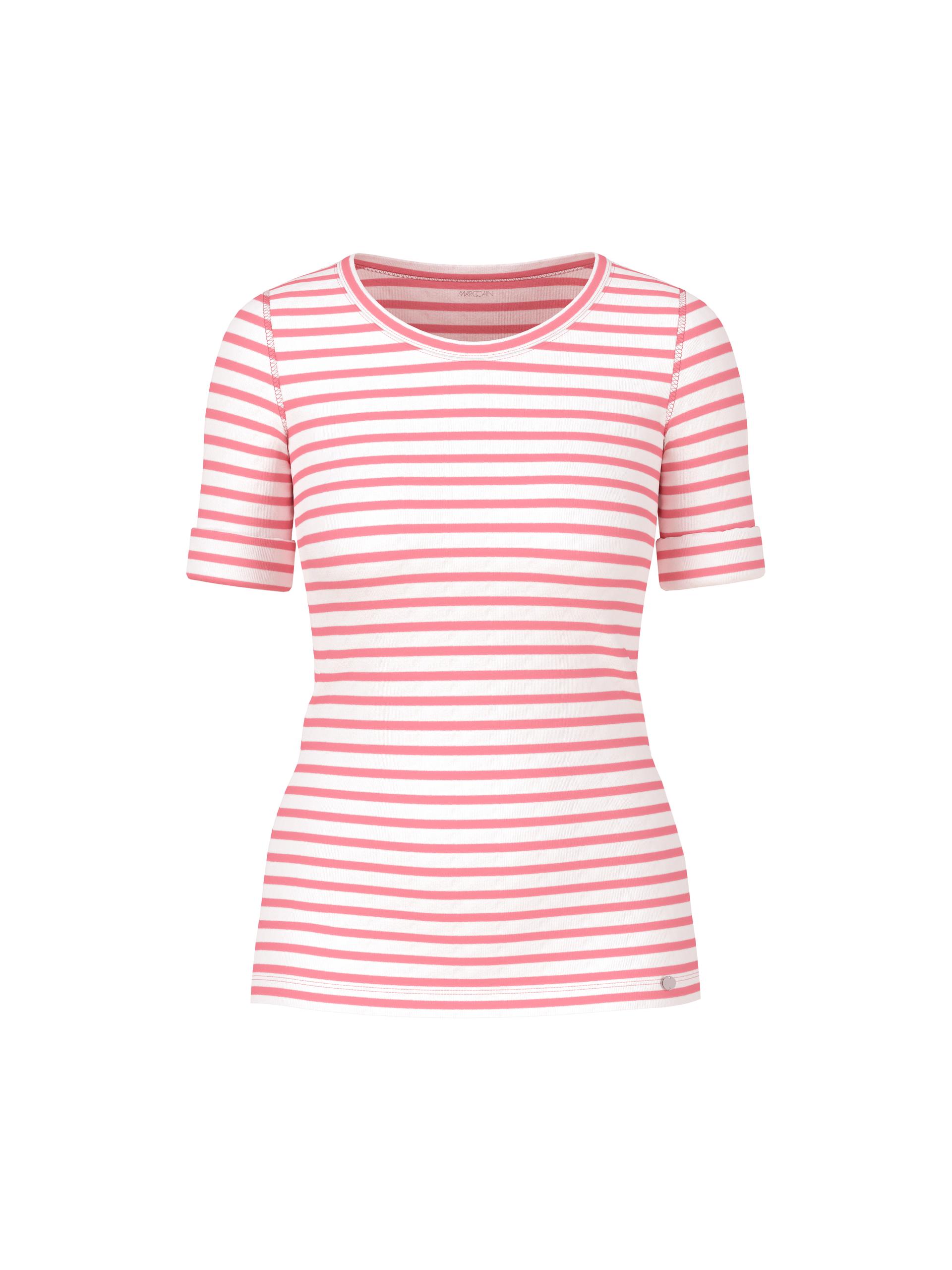 Ringel-T-Shirt aus Baumwoll-Ripp 36 - Bright Candy Pink