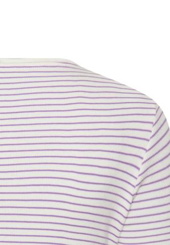 Gestreiftes Rundhals T-Shirt aus reiner Baumwolle M Regular Fit - Violet Milkwhite