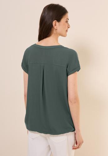Kurzarmbluse in Unifarbe L - Dark Balmy Khaki