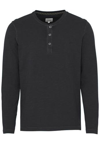 Leichtes Langarmshirt mit Henley Kragen aus Organic Cotton L Regular Fit - Asphalt