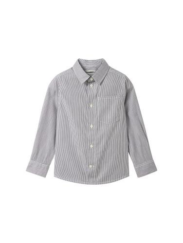 Gestreiftes Hemd mit LENZING™ ECOVERO™ 104/110 Regular Fit - White Grey Thin Stripe