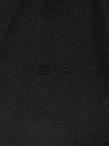 Shirt Short Sleeve Linen Solid Schwarz XXL