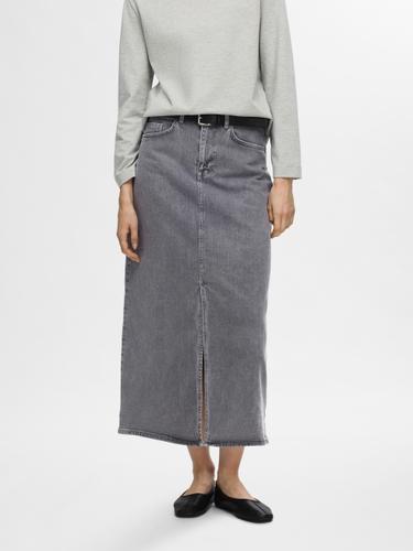 SLFKRISTA-GERDA HW L GREY MAX SKIRT NOOS 34 - Light Grey Denim