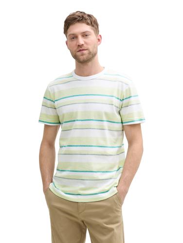 T-Shirt im Streifenmuster XXL Regular Fit - White Lime Multi Color Stripe
