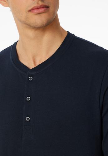 Langarmshirt Knopfleiste Blau 50