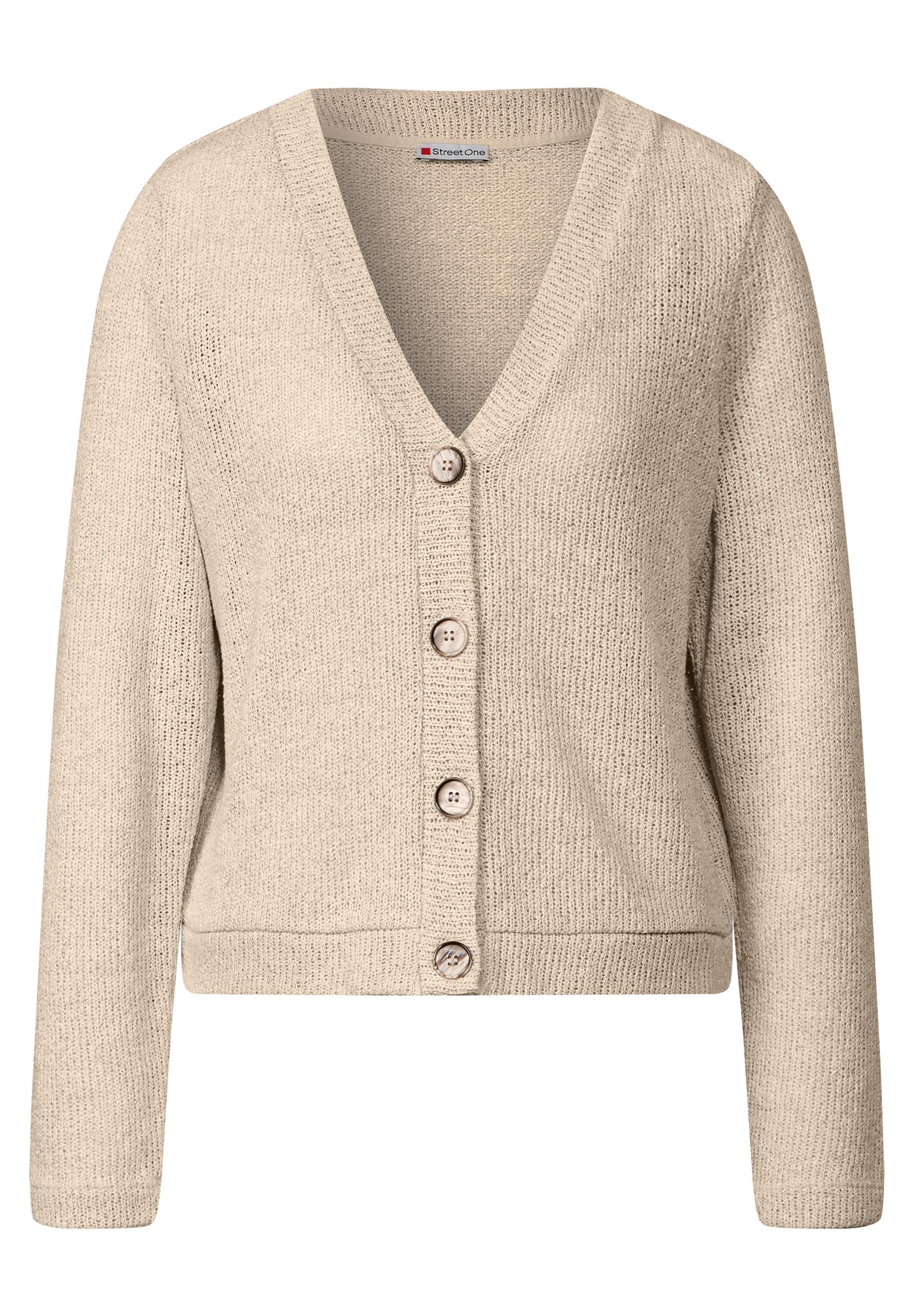 Glitzernde Strick-Look Jacke Beige 42