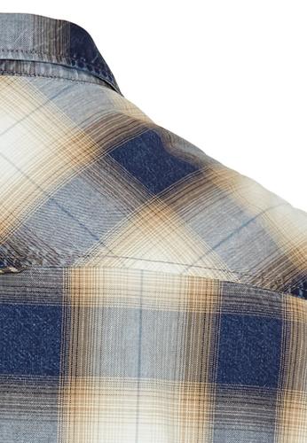 Kurzarmhemd mit Karomuster Blau XL