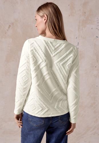 Shirt mit 3D Strukturmuster M - Vanilla White
