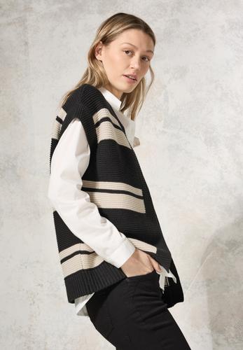 Gestreifte Weste L - Black