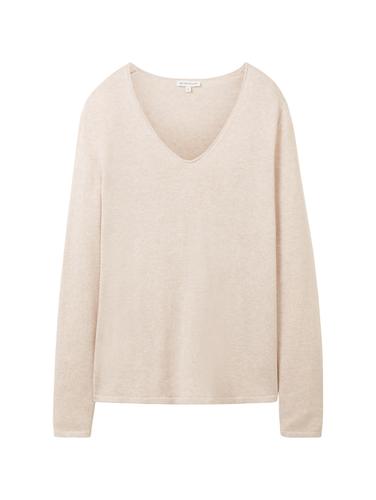 Pullover mit V-Ausschnitt XXL Regular Fit - Desert Sand Melange