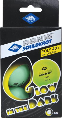 DONIC SCHILDKRÖT TT-Ball GLOW IN THE DARK POLY 40+, 6 Stück - in Schwarz
