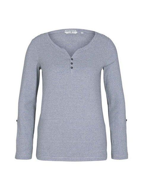 Langarmshirt mit Bio-Baumwolle L Regular Fit - Offwhite Navy Small Stripe
