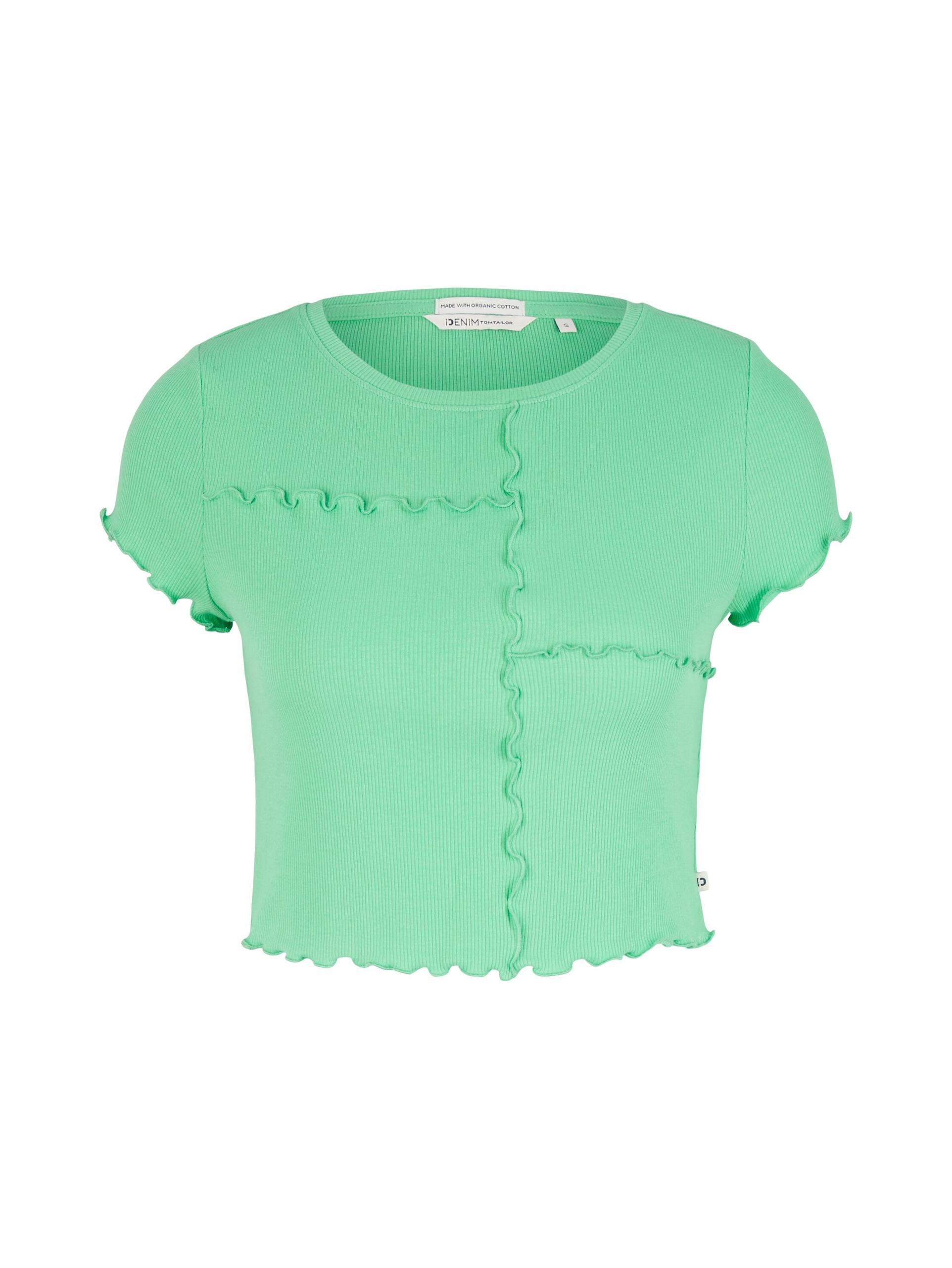 Cropped T-Shirt mit Ziernähten XL Cropped Fit - Strong Green