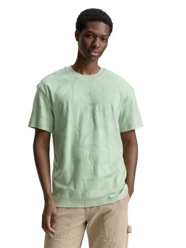 Jacquard T-Shirt mit Muster XXL Relaxed Fit - Fresh Mint Green Jacquard
