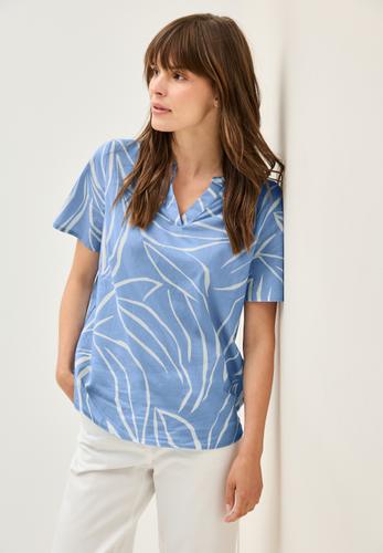 Gemusterte Baumwollbluse S - Deep Pastel Blue