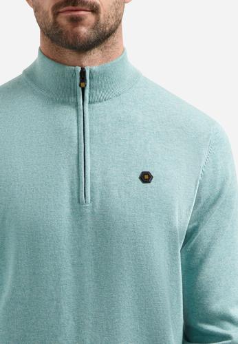 Pullover SU Collar Half Zip 2 Coloured Melange XXL Regular Fit - Arctic Blue