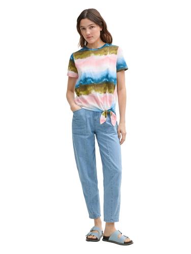 T-Shirt mit Knoten-Detail M Regular Fit - Watercolor Print