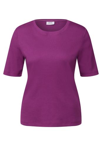 Basic Rippstruktur T-Shirt L - Anemone Pink