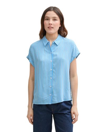 Bluse aus Viskose XL Regular Fit - Vertical Blue White Stripe