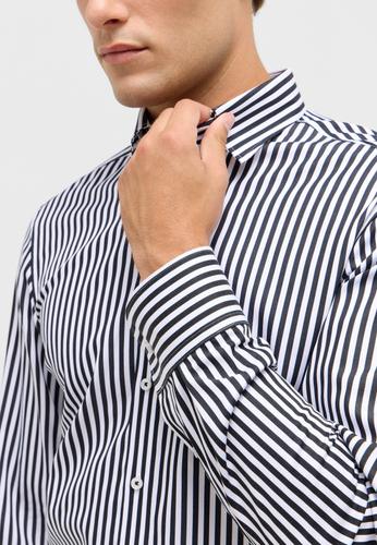Hemd Satingewebe Langarm 38/Langarm - 67cm SLIM FIT - Schwarz