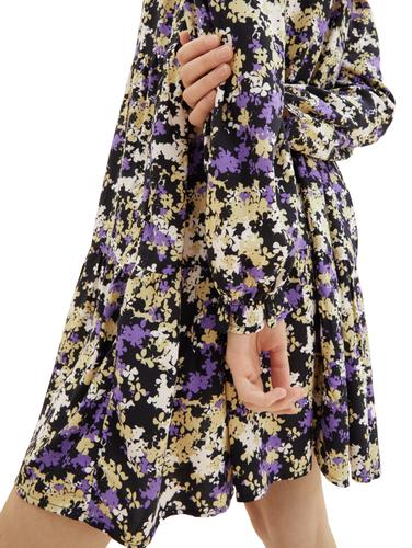 Mini Kleid mit Ballonärmeln XS Regular Fit - Lilac Green Flower Print