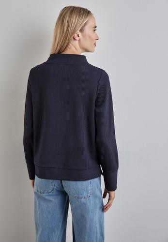 Shirt mit Streifenstruktur Blau 40