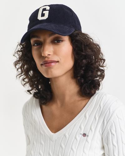 Zopfstrick V-Neck Pullover aus Stretch-Baumwolle S - Eggshell