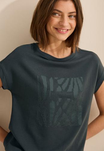 T-Shirt mit Glitzer-Print S - Slate Khaki