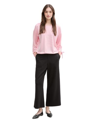Loose Fit Langarmshirt mit Raffärmeln L Loose Fit - Pink White Stripe