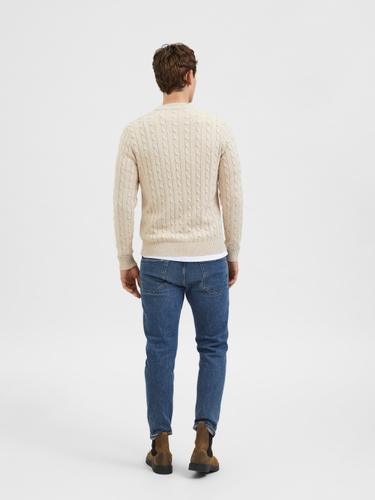 SLHRYAN STRUCTURE CREW NECK L Normal geschnitten - Bone White