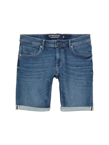 TTJOSH REGULAR SLIM Jeans Shorts mit Superstretch 30 Slim Fit - Used Mid Stone Blue Denim