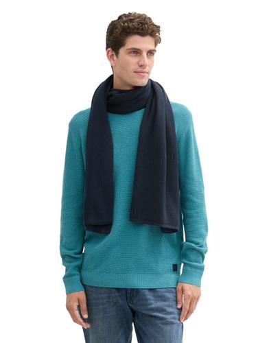 Schal aus Baumwoll-Mischung OS Regular Fit - Navy Plaited Tonal Stripe