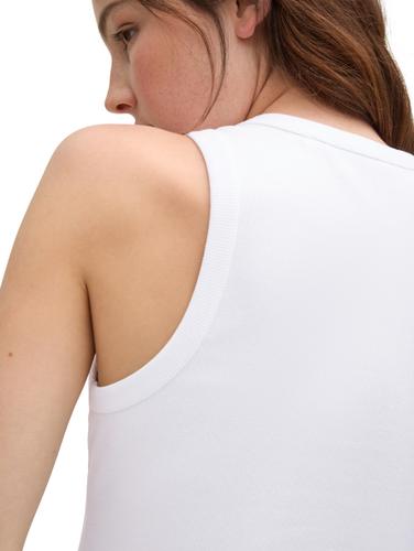 Coated Ripp Top mit Glitzer-Effekt XXL Slim Fit - White