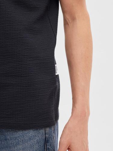 SLHSANDER SEERSUCKER SS O-NECK TEE Blau XL