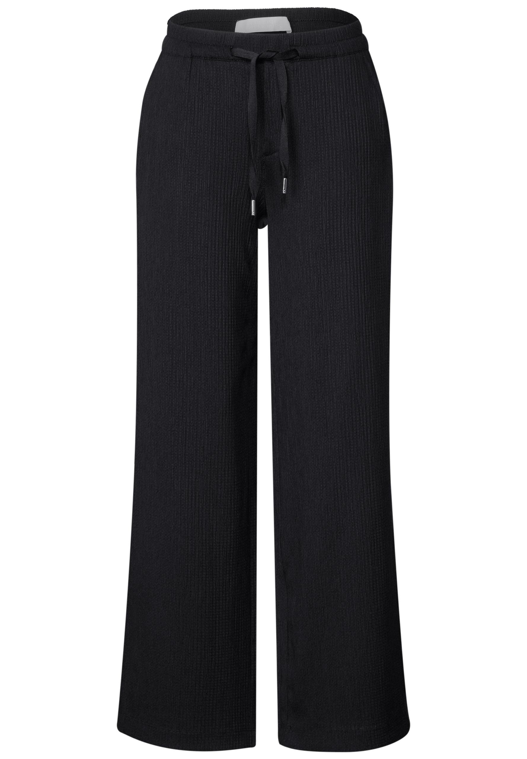 Wide Leg Hose mit Struktur Schwarz 40/30