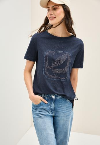 T-Shirt mit Schmucksteinen L - Urban Navy Blue