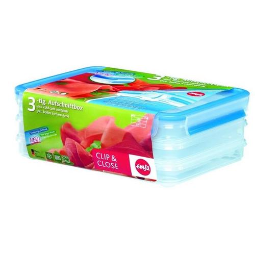 Emsa Aufschnittboxsystem, rechteckig 3x 1,0 Liter »Clip & Close 3D«