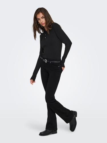 ONLELISA L/S RIB POLO RP KNT M Normal geschnitten - Black