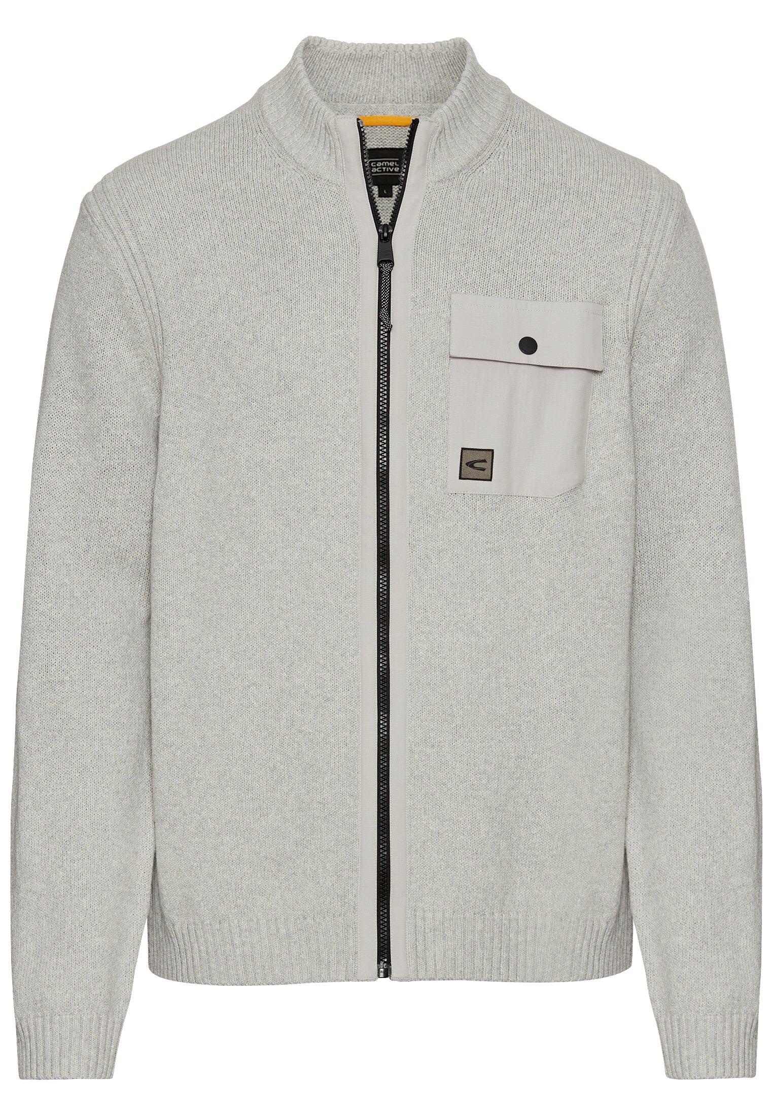 Strickjacke mit Stehkragen M Regular Fit - Stone Gray