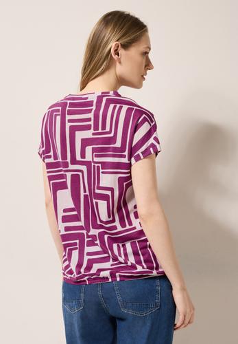 Print-Shirt mit Knopfdetail L - Anemone Pink