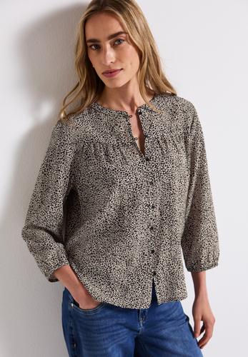 Strukturbluse mit Leo-Muster Beige 38