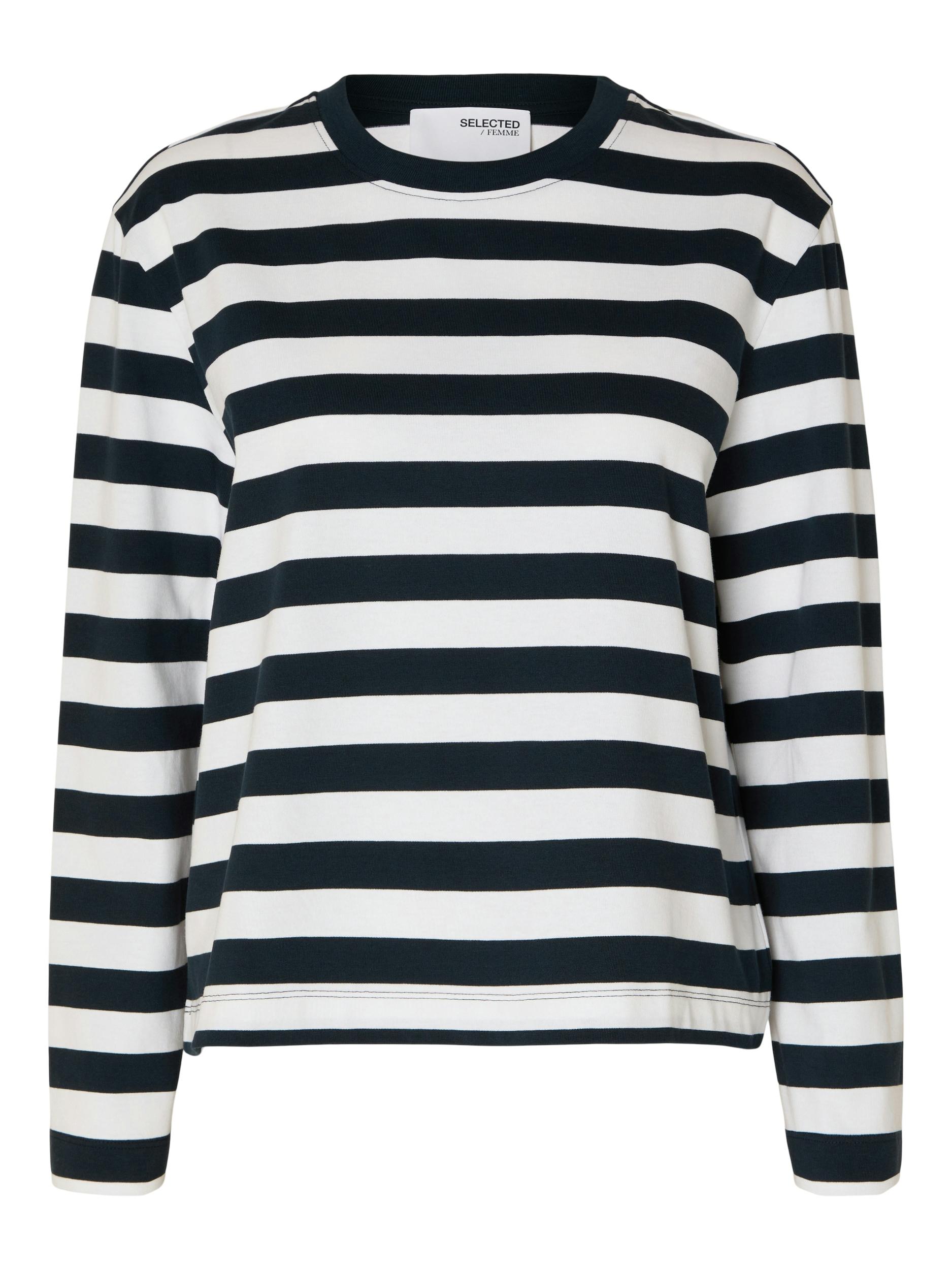 SLFESSENTIAL LS STRIPED BOXY TEE NOOS L Box Fit - Dark Sapphire