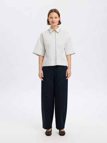 SLFFIA 2/4 CROPPED STITCHED SHIRT B 40 Verkürzt - Bright White
