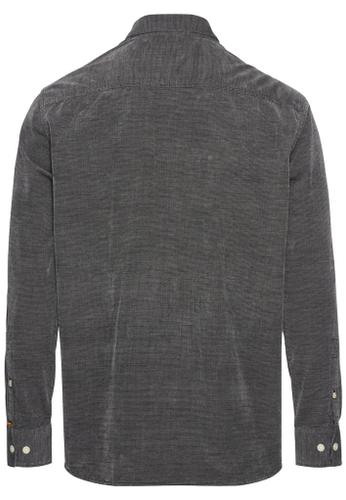 Langarm Hemd in Regular Fit aus Cord Grau M