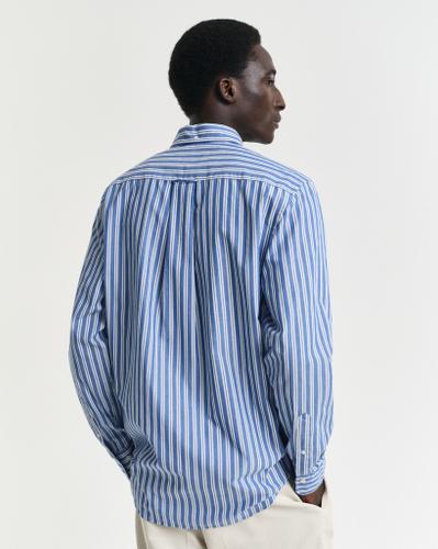 Regular Fit Classic Popeline Hemd mit Streifen Blau XL