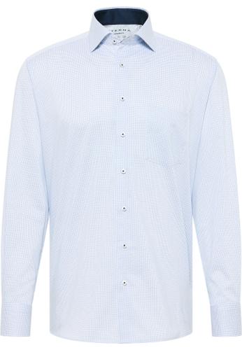 Performance Shirt Twill-Stretch Langarm 39/Langarm - 65cm MODERN FIT - Mittelblau