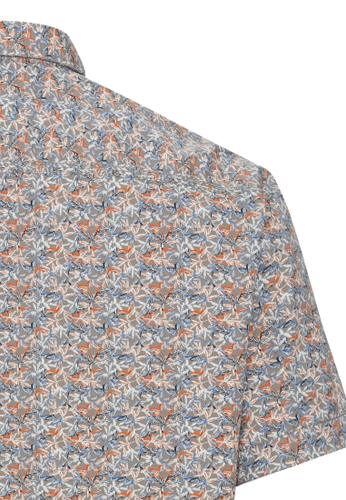 Kurzarmhemd mit Allover-Print M Regular Fit - Khaki